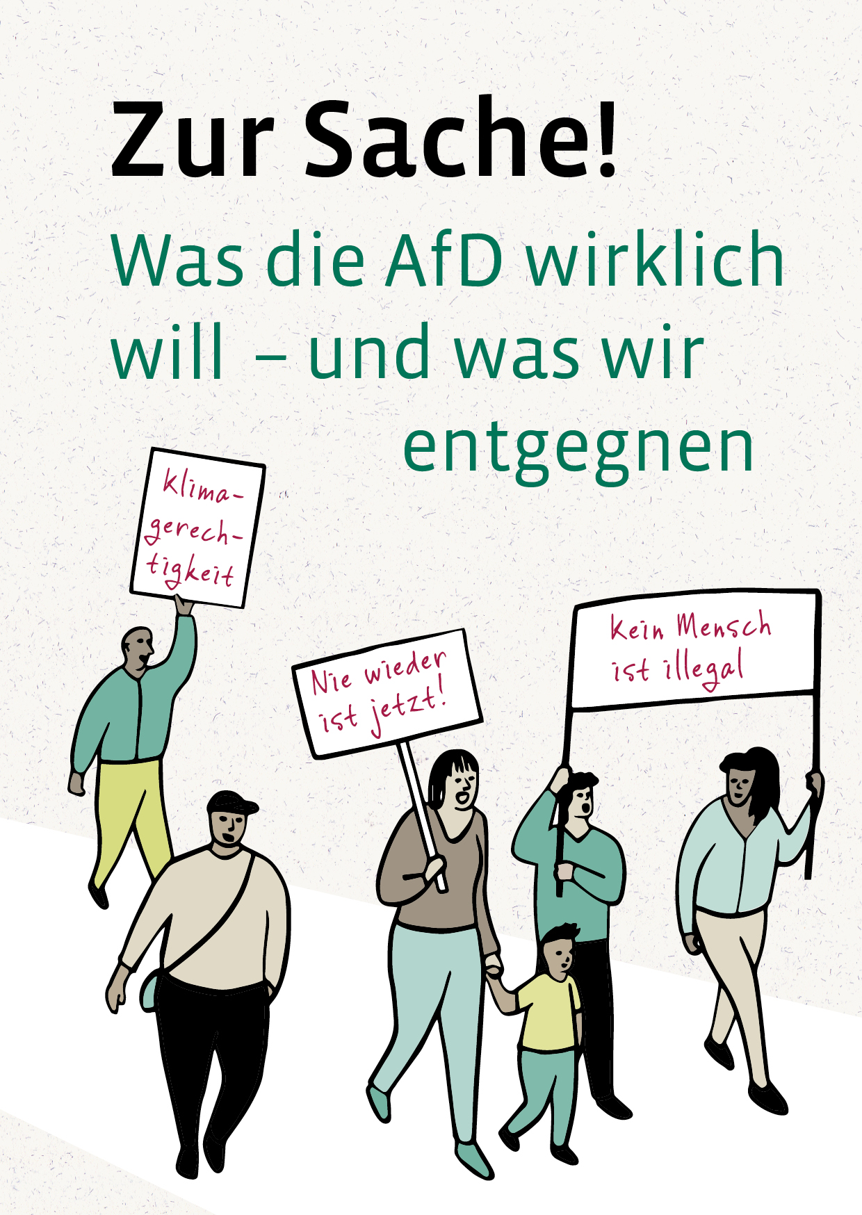 Titel der Publikation und Grafik mit protestierenden Menschen