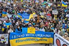 Demo für die Ukraine in München, am Stachus