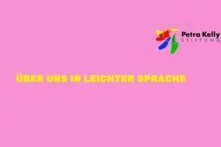 Schrift "Über uns in Leichter Sprache" mit Logo