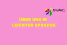 Schrift "Über uns in Leichter Sprache" mit Logo