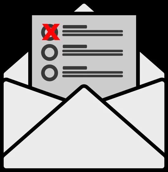 Abbildung eines Briefes mit Wahlzettel drinnen